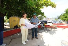 Mérida Enchula avanza con obras en parques de San Cristóbal y Vergel III. Cecilia Patrón Laviada durante la supervisión de los trabajos de Mérida Enchula en el parque de San Cristóbal.
