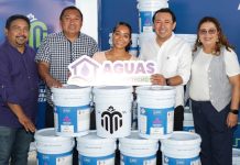 Aguas con tu techo amplía subsidios para impermeabilizantes y pintura Cecilia Patrón durante el anuncio de la nueva convocatoria de Aguas con tu techo.